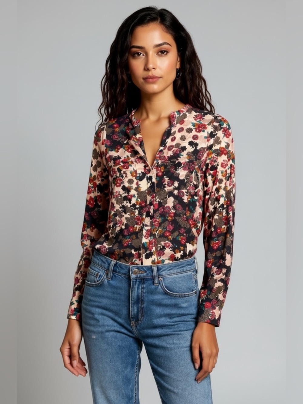 𝅺sinequanone flower print wool long sleeve shirt NWT size 10